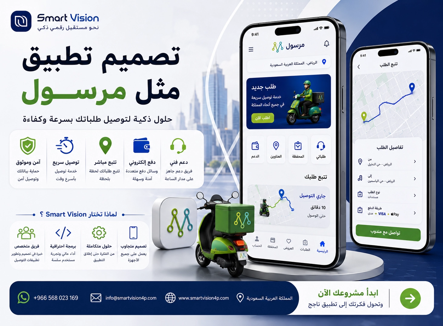تصميم تطبيق مثل مرسول في السعودية | دليلك لإنشاء تطبيق توصيل احترافي - Smart Vision