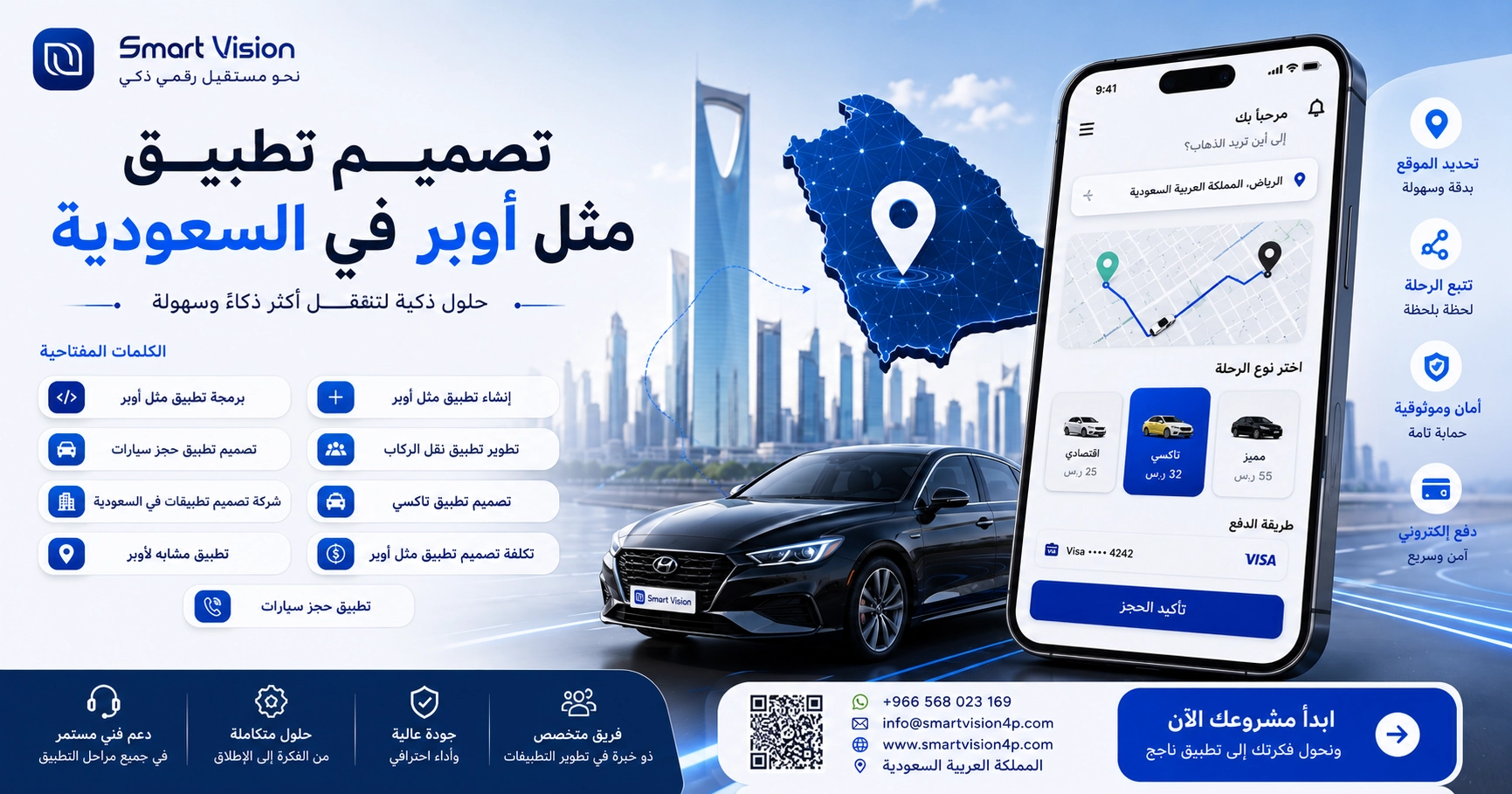تصميم تطبيق مثل أوبر في السعودية | دليلك لتطوير تطبيق حجز سيارات احترافي
